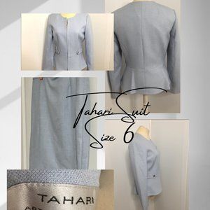 Tahari Suit Pale Blue Zip Jacket Size 6